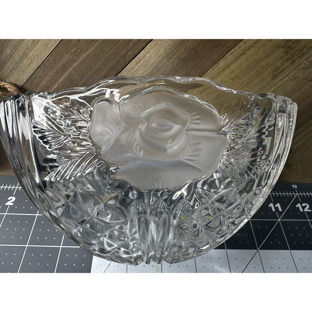 Anne Hutte Frosted Glass Candy Dish – Rose Motif Vintage Collectible